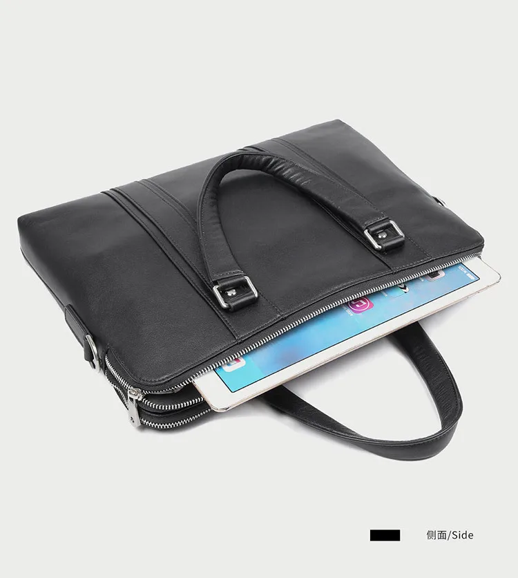 Luxury Genuine Leather Briefcase Men Leather Business Bag 15.6" Laptop Bag 14 Male Office Bag Document File Case Shoulder Bag