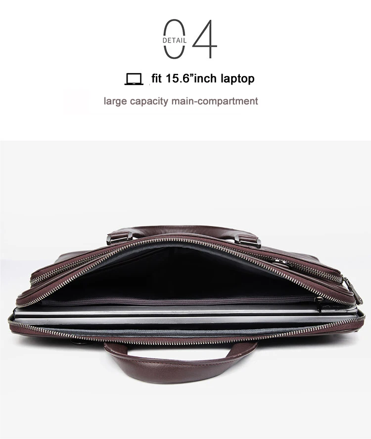Luxury Genuine Leather Briefcase Men Leather Business Bag 15.6" Laptop Bag 14 Male Office Bag Document File Case Shoulder Bag