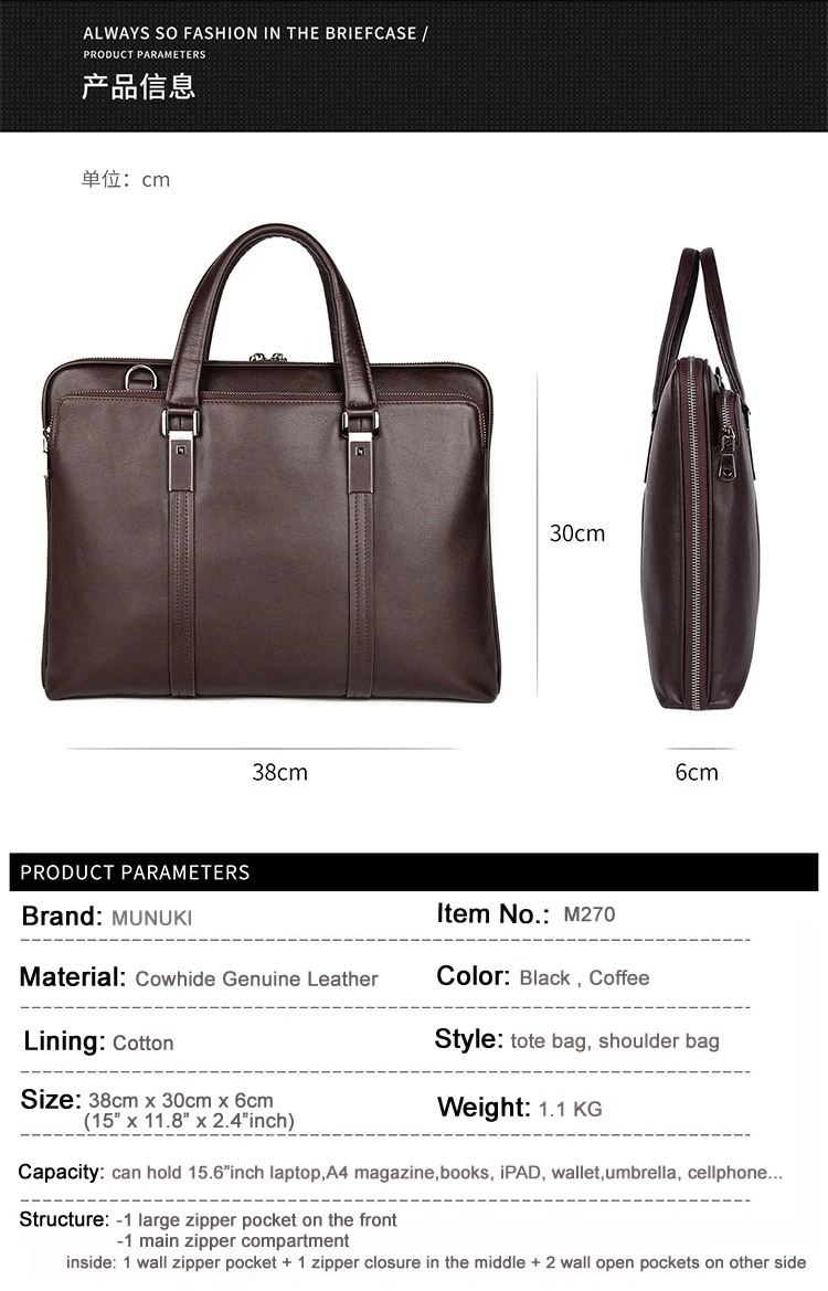Luxury Genuine Leather Briefcase Men Leather Business Bag 15.6" Laptop Bag 14 Male Office Bag Document File Case Shoulder Bag