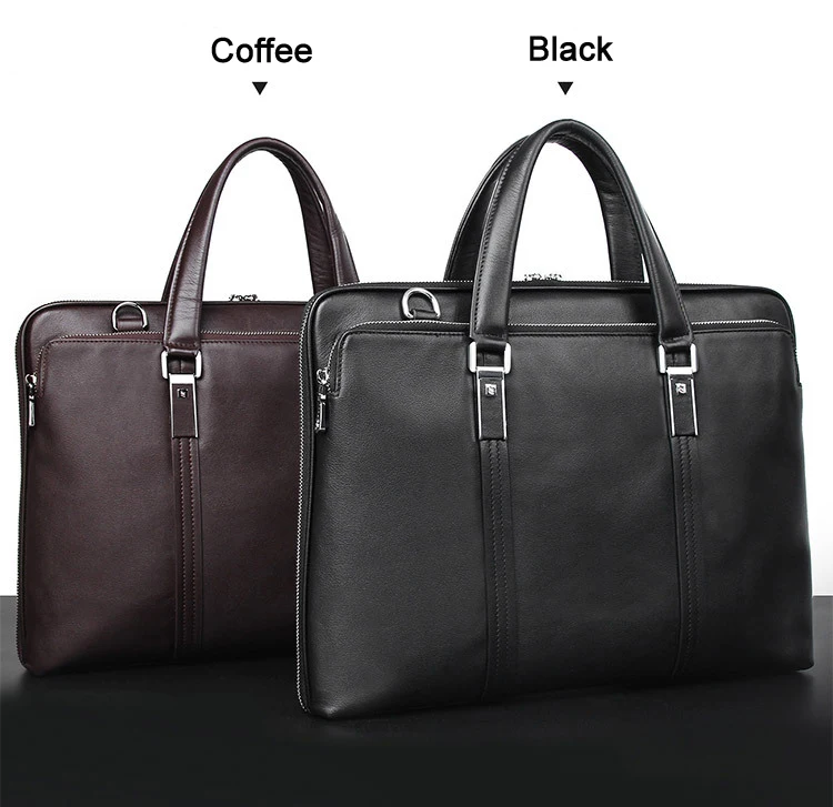Luxury Genuine Leather Briefcase Men Leather Business Bag 15.6" Laptop Bag 14 Male Office Bag Document File Case Shoulder Bag