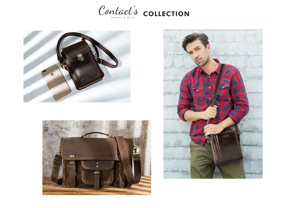 CONTACT'S Business Men Briefcase Crazy Horse Leather Shoulder Messenger Bags Luxury Brand Latop Bag for 15.6 inch Tote Handbags