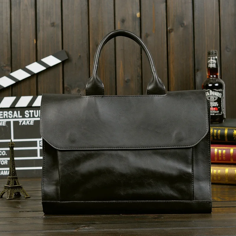 GUMST Retro Men's Briefcase Crazy Horse Leather Laptop Handbag Business Men Messenger Bags Leather Laptop Bag