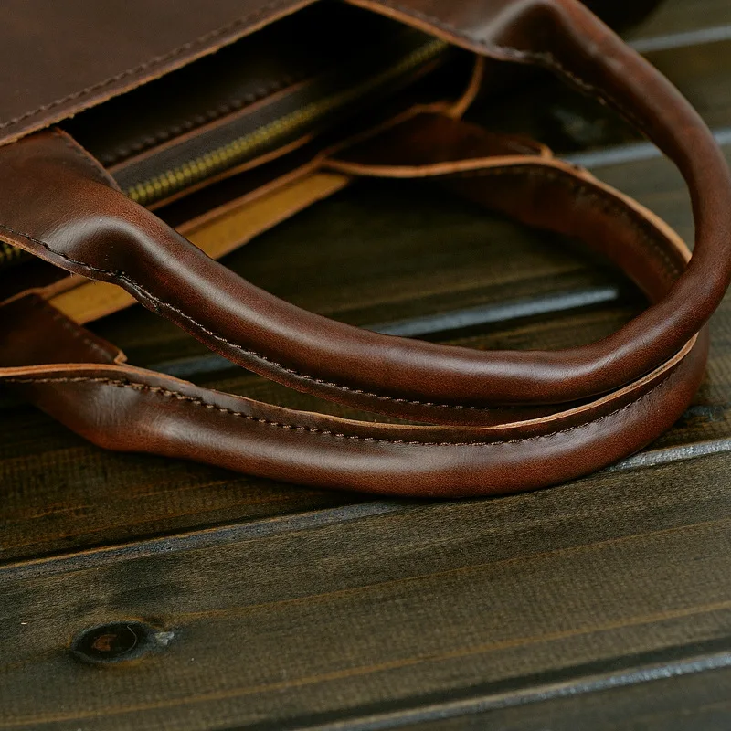 GUMST Retro Men's Briefcase Crazy Horse Leather Laptop Handbag Business Men Messenger Bags Leather Laptop Bag