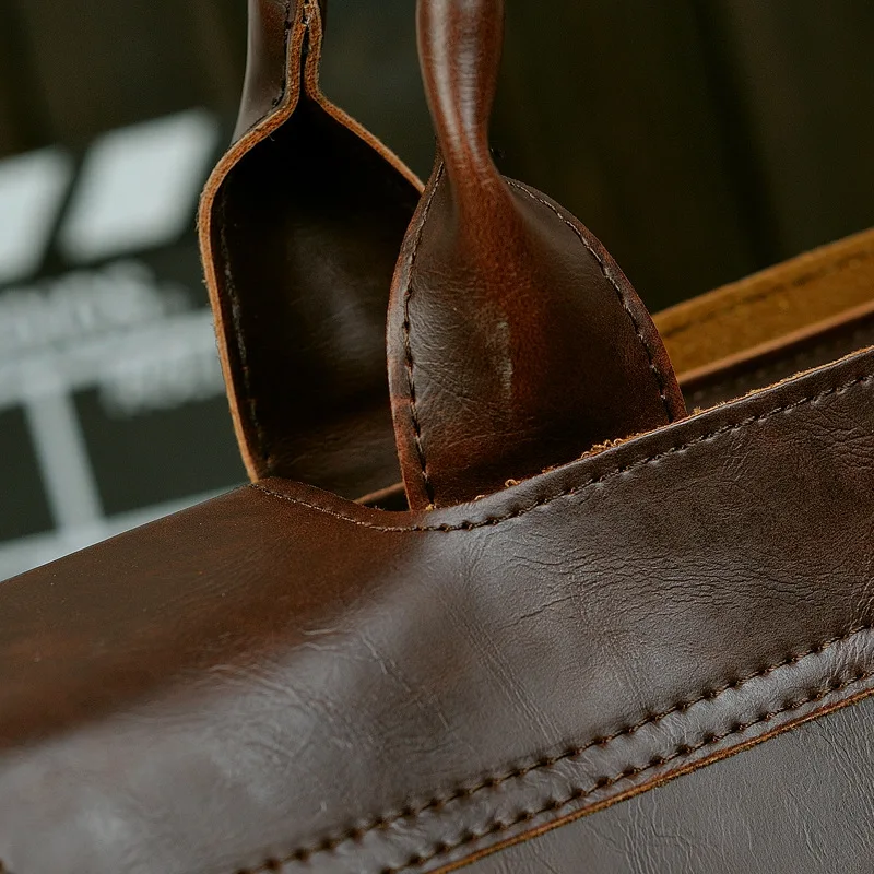 GUMST Retro Men's Briefcase Crazy Horse Leather Laptop Handbag Business Men Messenger Bags Leather Laptop Bag