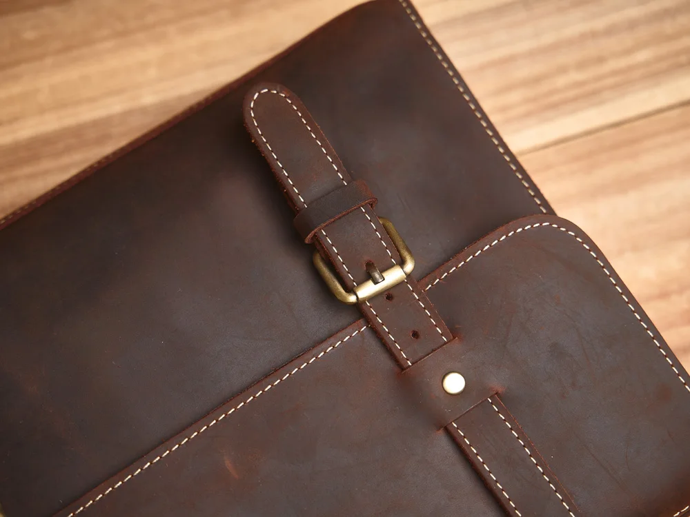 NASVA Genuine Leather Men's Briefcase Retro Handbag Shoulder Laptop Bags Office Bags Document Bags