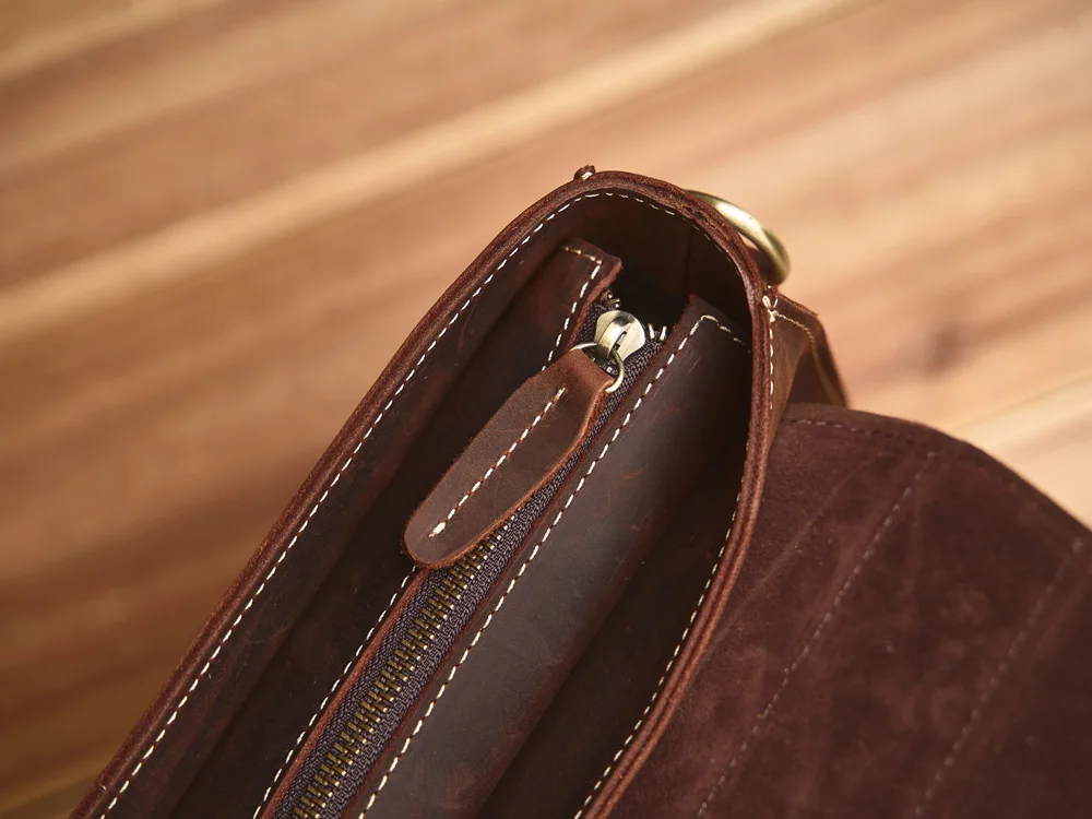 NASVA Genuine Leather Men's Briefcase Retro Handbag Shoulder Laptop Bags Office Bags Document Bags