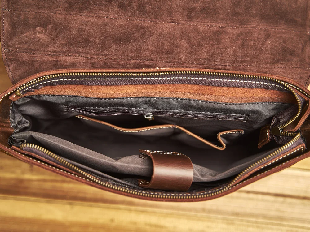 NASVA Genuine Leather Men's Briefcase Retro Handbag Shoulder Laptop Bags Office Bags Document Bags