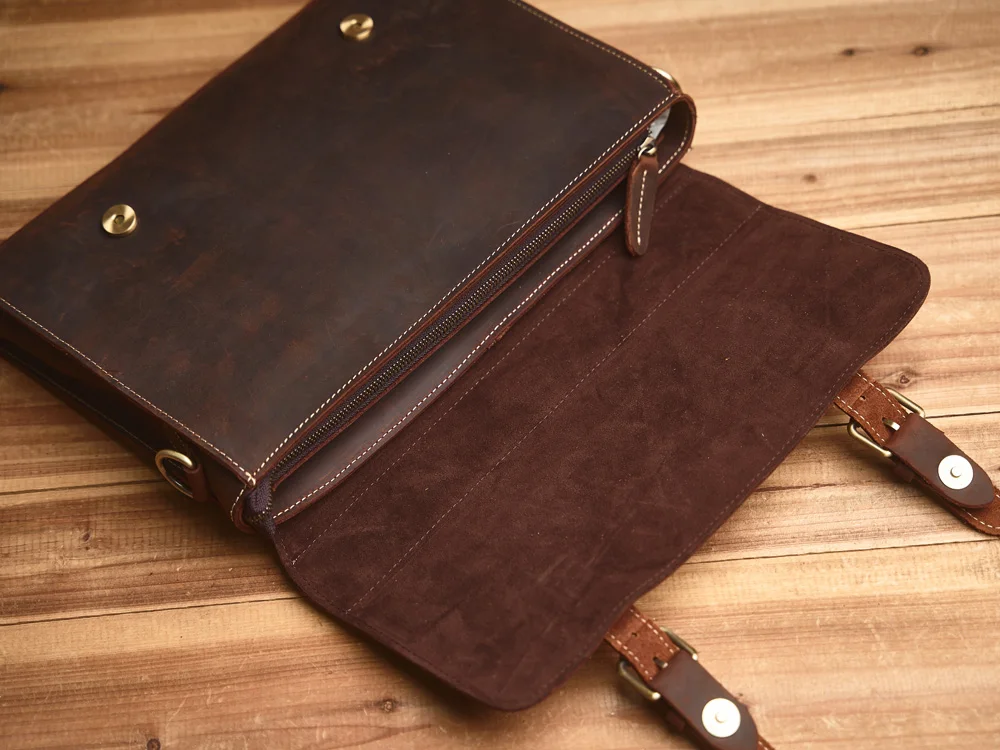 NASVA Genuine Leather Men's Briefcase Retro Handbag Shoulder Laptop Bags Office Bags Document Bags