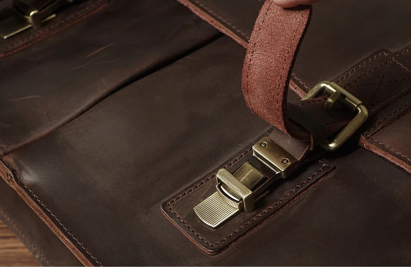 NUKA Men's Executive Briefcase Genuine Leather Business Handbag Top Cowhide Vintage Shoulder Bag Man Office Laptop Messenger Bag