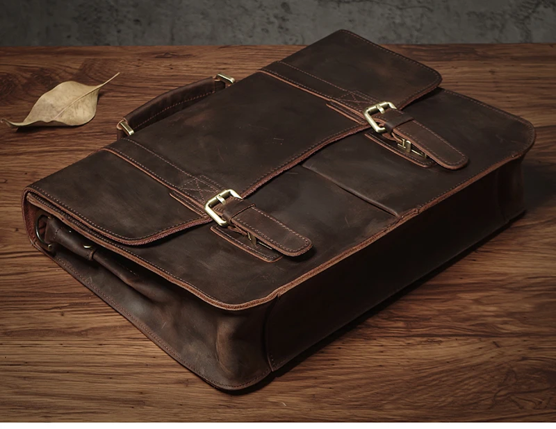 NUKA Men's Executive Briefcase Genuine Leather Business Handbag Top Cowhide Vintage Shoulder Bag Man Office Laptop Messenger Bag