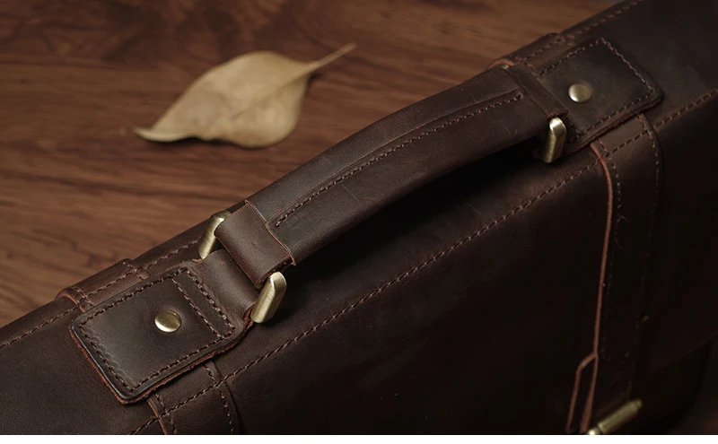 NUKA Men's Executive Briefcase Genuine Leather Business Handbag Top Cowhide Vintage Shoulder Bag Man Office Laptop Messenger Bag