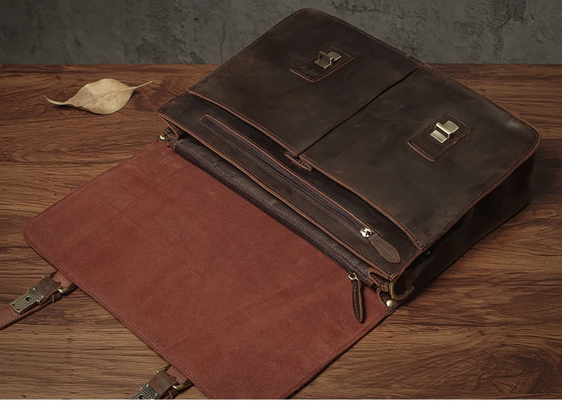 NUKA Men's Executive Briefcase Genuine Leather Business Handbag Top Cowhide Vintage Shoulder Bag Man Office Laptop Messenger Bag