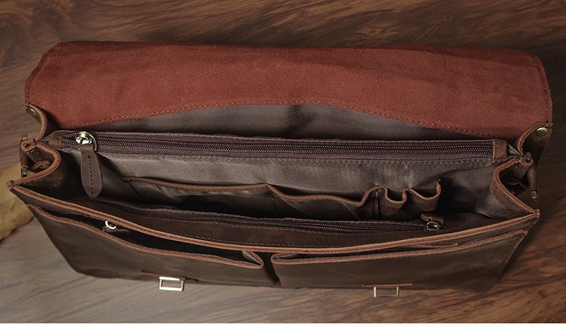 NUKA Men's Executive Briefcase Genuine Leather Business Handbag Top Cowhide Vintage Shoulder Bag Man Office Laptop Messenger Bag