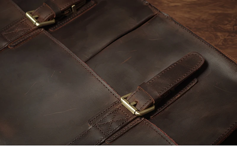 NUKA Men's Executive Briefcase Genuine Leather Business Handbag Top Cowhide Vintage Shoulder Bag Man Office Laptop Messenger Bag