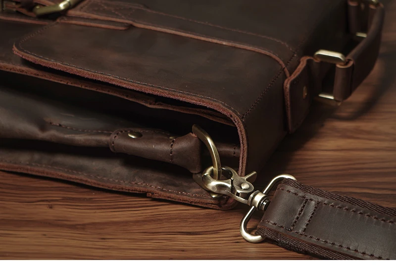 NUKA Men's Executive Briefcase Genuine Leather Business Handbag Top Cowhide Vintage Shoulder Bag Man Office Laptop Messenger Bag