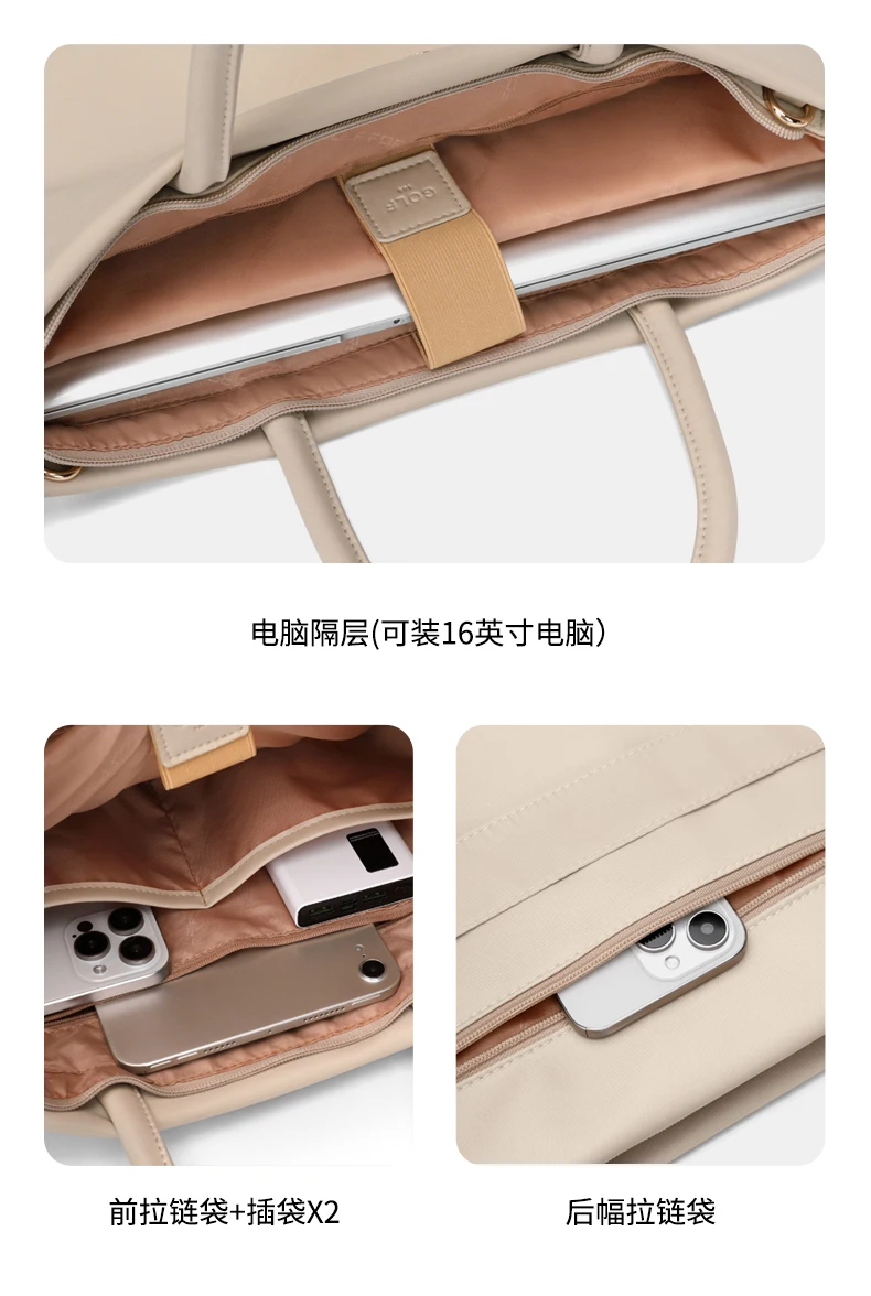 GOLF Laptop Bag 16 Inch Shoulder Woman New Briefcase Women Handbag Waterproof Ultra Slim Commuter Business Office Work Bag Solid