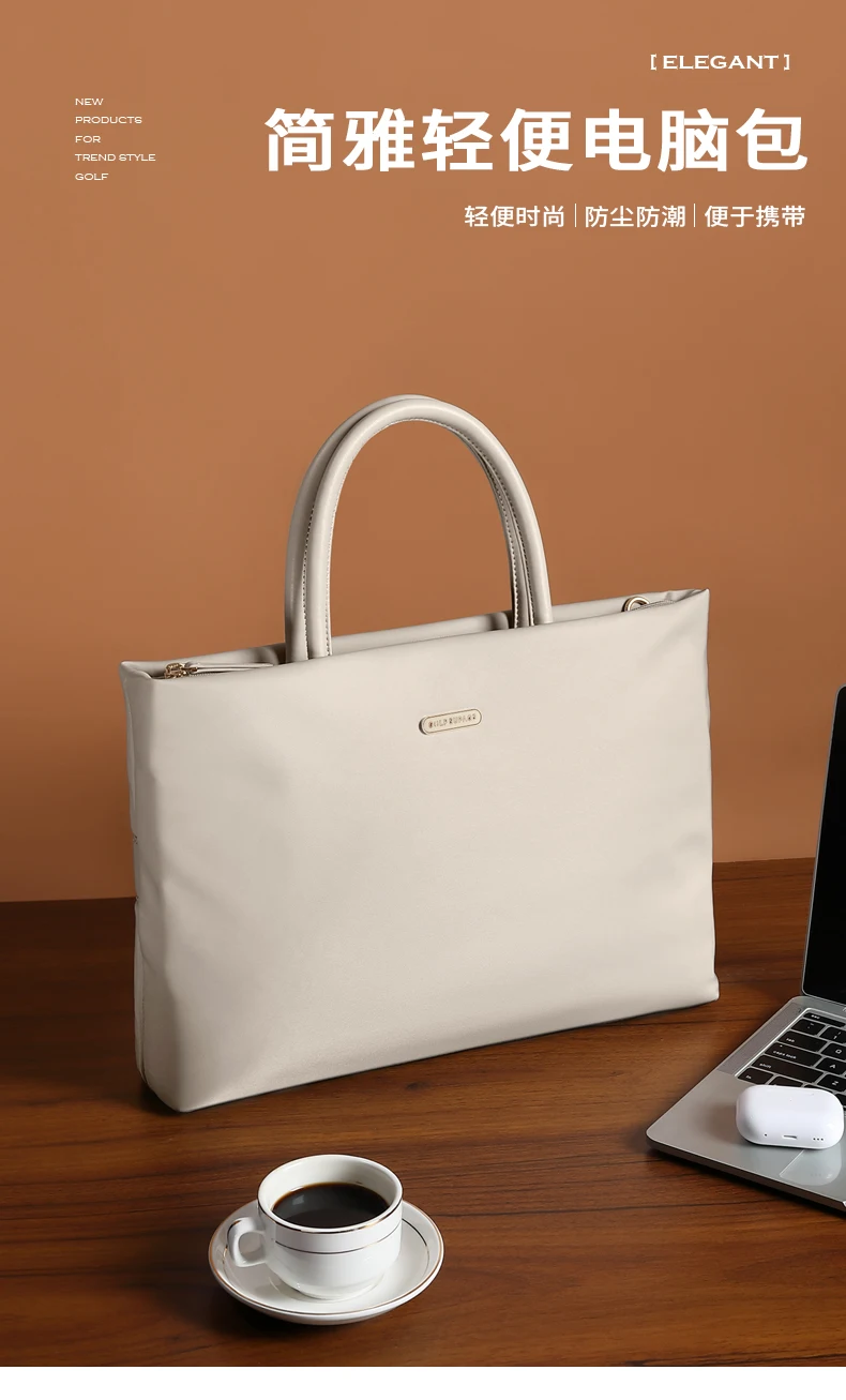 GOLF Laptop Bag 16 Inch Shoulder Woman New Briefcase Women Handbag Waterproof Ultra Slim Commuter Business Office Work Bag Solid