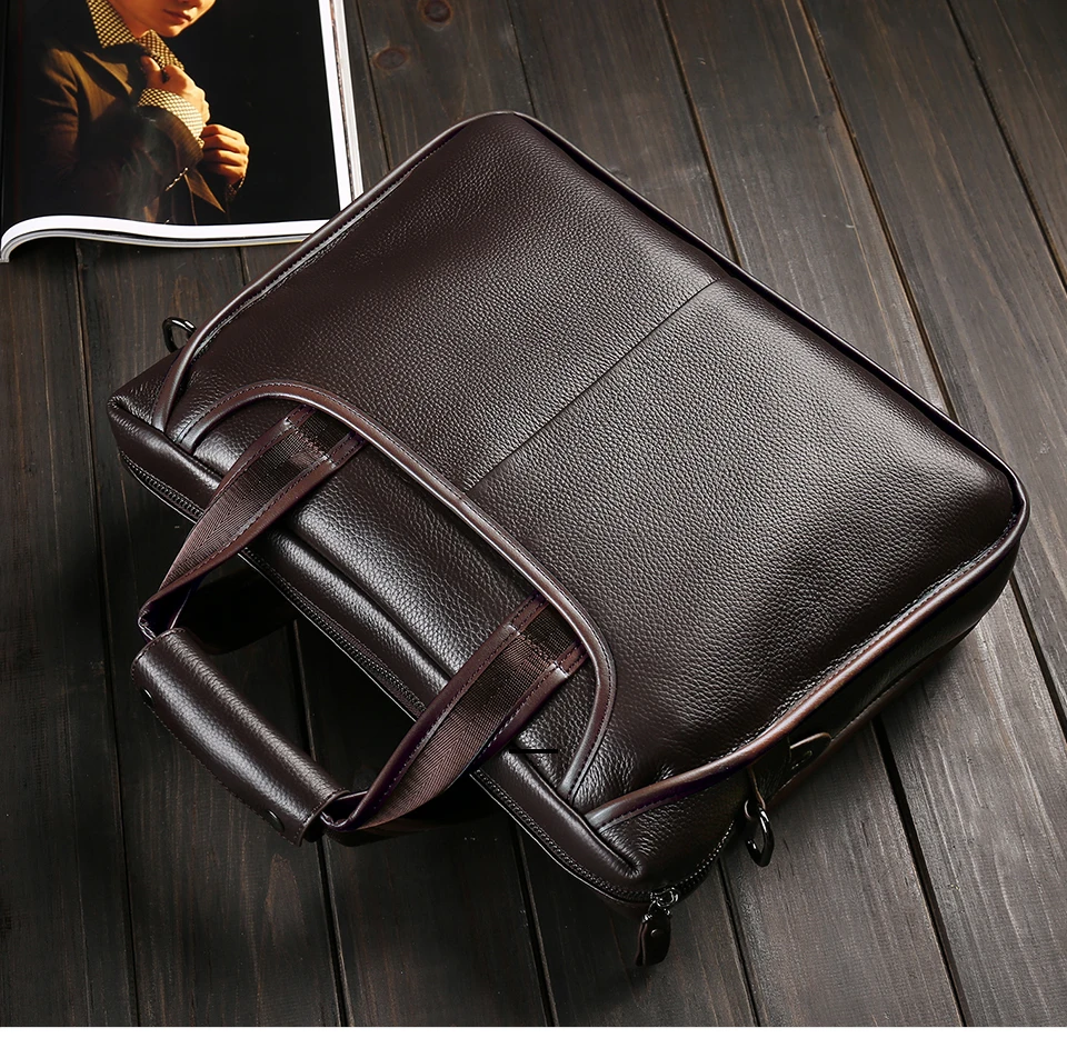 Brand Man Bag Genuine Leather Briefcase Men Business Handbag Messenger Bags Male Vintage Men's Shoulder Bag Large Capacity