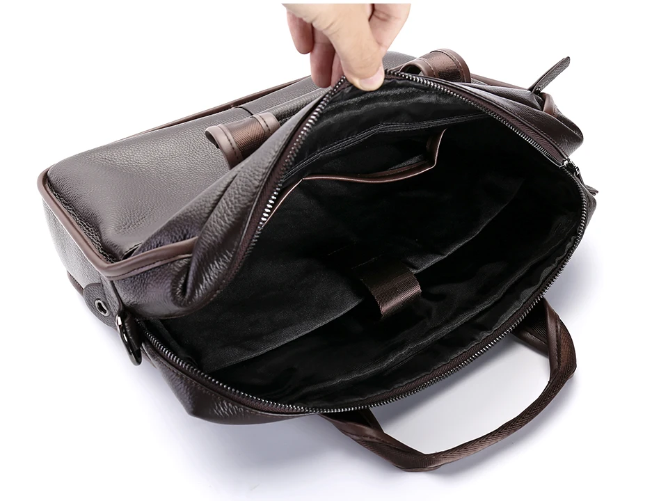 Brand Man Bag Genuine Leather Briefcase Men Business Handbag Messenger Bags Male Vintage Men's Shoulder Bag Large Capacity