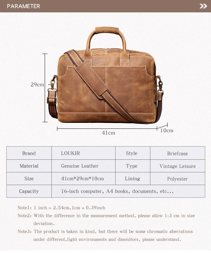 LUOKIR Vintage Crazy Horse Cowhide Handbag Men Leather Lawyer Briefcase Weekend Business Travel Computer Bag For 16 Inch Laptop
