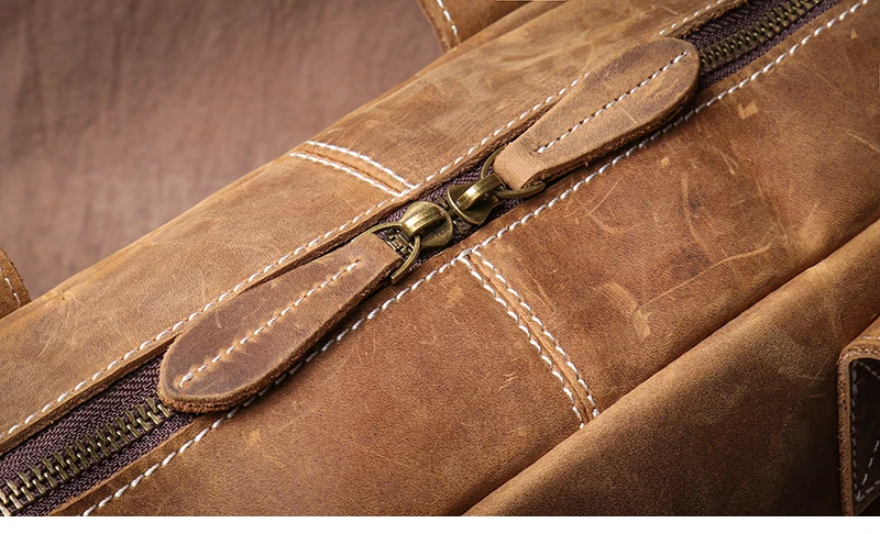LUOKIR Vintage Crazy Horse Cowhide Handbag Men Leather Lawyer Briefcase Weekend Business Travel Computer Bag For 16 Inch Laptop