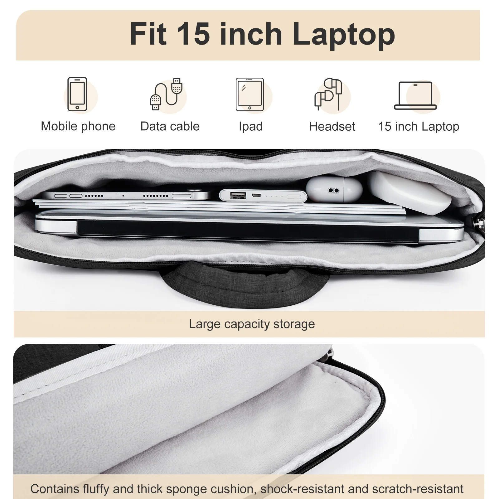 Waterproof Laptop Bag Briefcase 13 14 15Inch, Laptop Sleeve Bag 13 14 15 Inch for Lenovo HP etc Notebook Handbag Bag Men Women