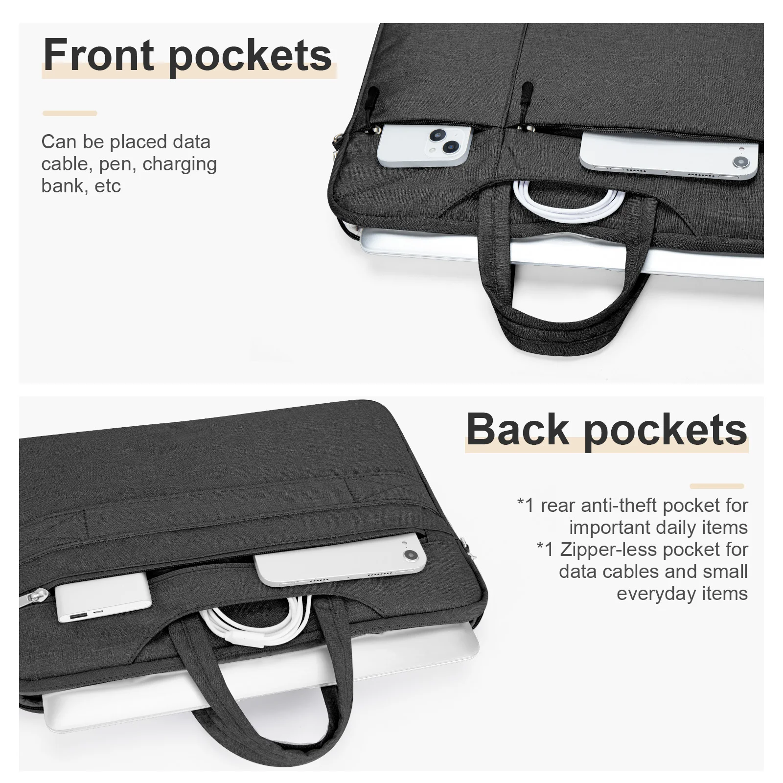 Waterproof Laptop Bag Briefcase 13 14 15Inch, Laptop Sleeve Bag 13 14 15 Inch for Lenovo HP etc Notebook Handbag Bag Men Women