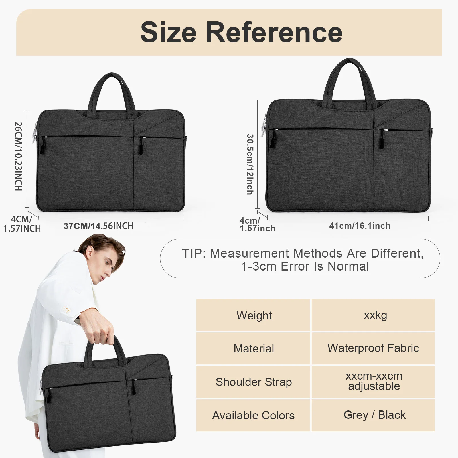 Waterproof Laptop Bag Briefcase 13 14 15Inch, Laptop Sleeve Bag 13 14 15 Inch for Lenovo HP etc Notebook Handbag Bag Men Women