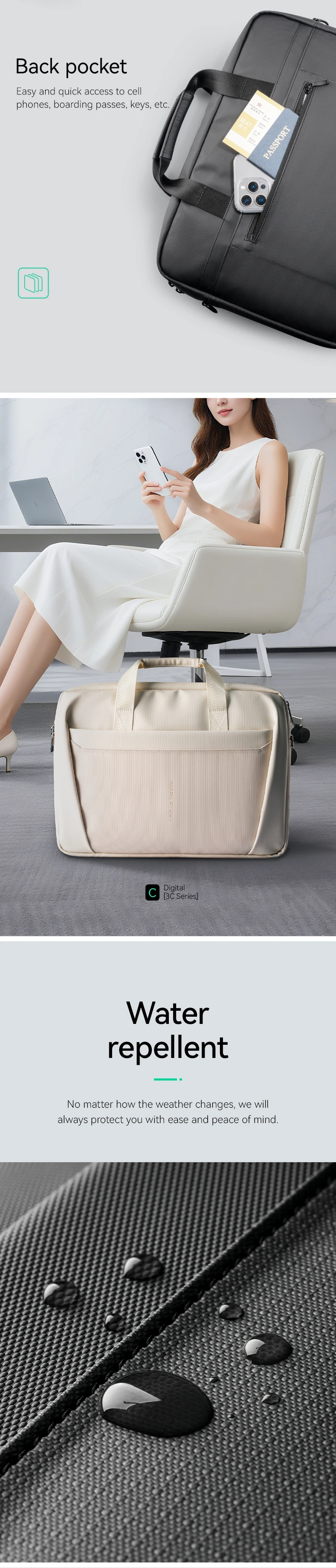 Mark Ryden Laptop Bag, 15.6 Inch Oxford Briefcase, Multi-pocket Business Messenger Bag for Work Travel