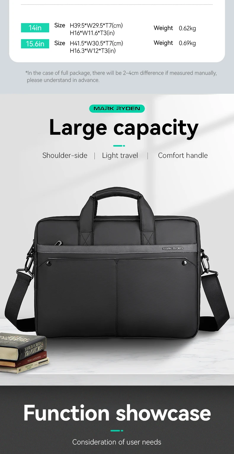 MARK RYDEN Laptop Briefcase Oxford Fabric Water Resistant 14/15.6 inch Expandable Business Handbag