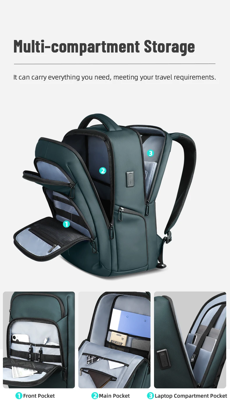 Heroic Knight Business Laptop Backpack for Work Waterproof Oxford Fabric Large Capacity withUSB Charging Portable Men's Backpack