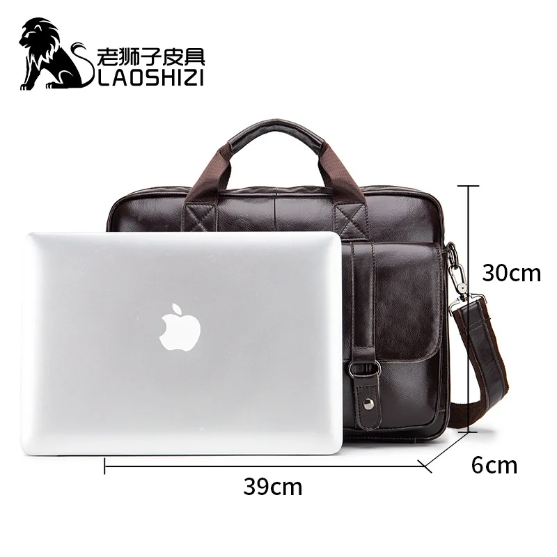 New 100% Genuine Leather Men's Briefcase Laptop Bag Large Capacity Business Handbag Casual Shoulder Crossbody Bags Messenger Bag