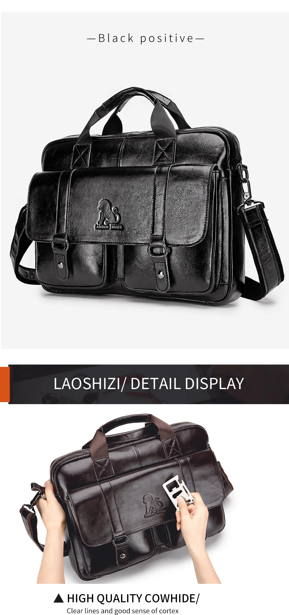 New 100% Genuine Leather Men's Briefcase Laptop Bag Large Capacity Business Handbag Casual Shoulder Crossbody Bags Messenger Bag