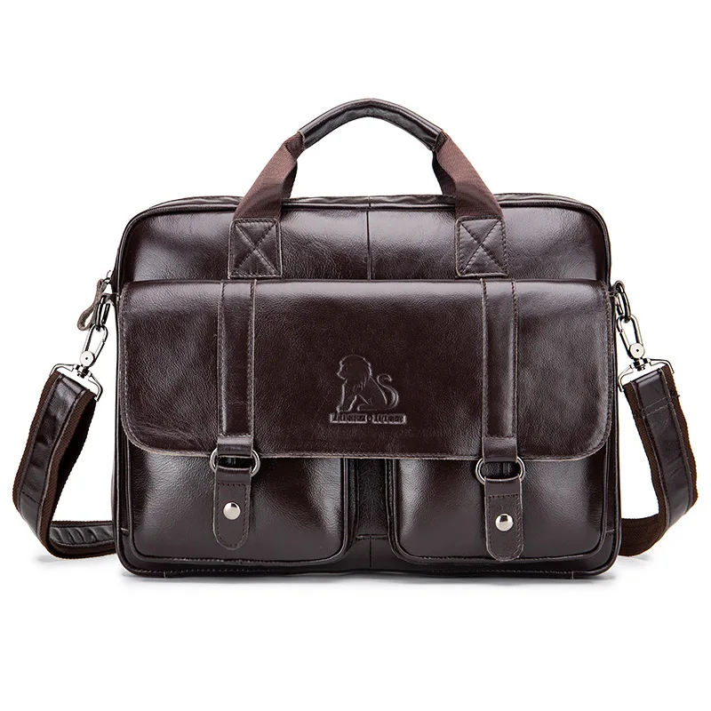 New 100% Genuine Leather Men's Briefcase Laptop Bag Large Capacity Business Handbag Casual Shoulder Crossbody Bags Messenger Bag