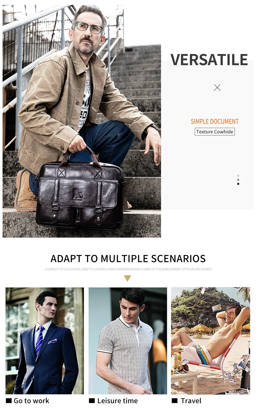 New 100% Genuine Leather Men's Briefcase Laptop Bag Large Capacity Business Handbag Casual Shoulder Crossbody Bags Messenger Bag