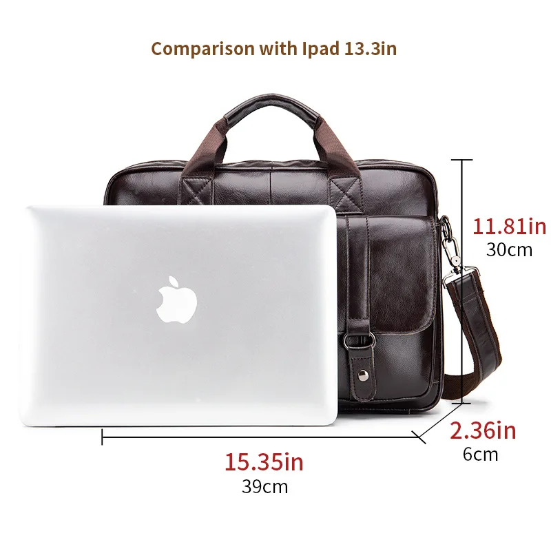 New 100% Genuine Leather Men's Briefcase Laptop Bag Large Capacity Business Handbag Casual Shoulder Crossbody Bags Messenger Bag