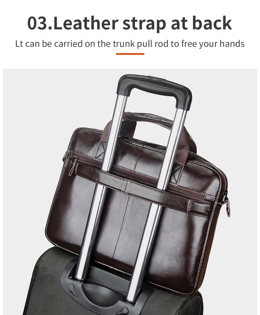 New 100% Genuine Leather Men's Briefcase Laptop Bag Large Capacity Business Handbag Casual Shoulder Crossbody Bags Messenger Bag