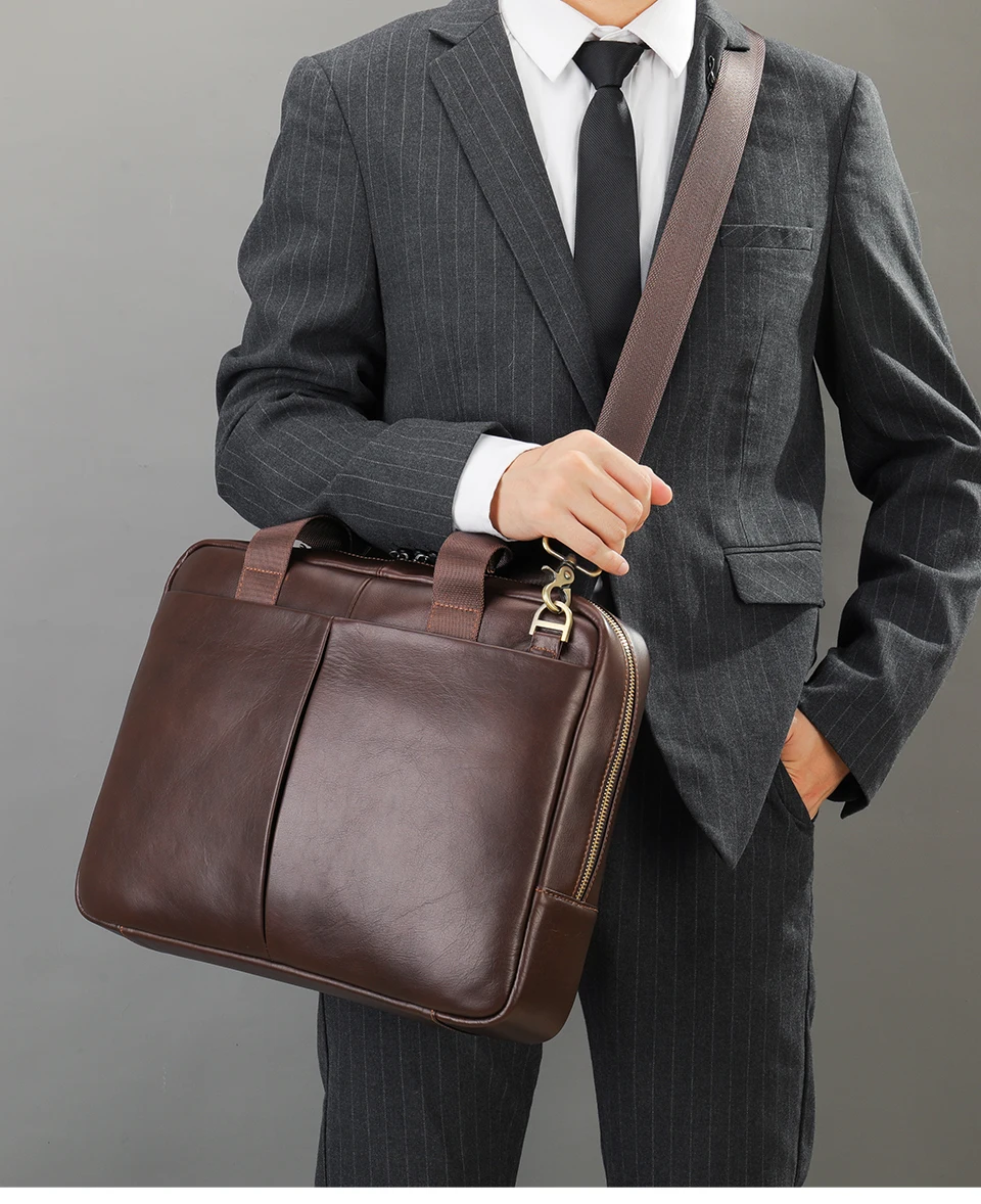 WESTAL 15 inch Laptop Bag for Men's Briefcases Genuine Leather Men's Executive Briefcase Portafolio Business Men Computer Bags