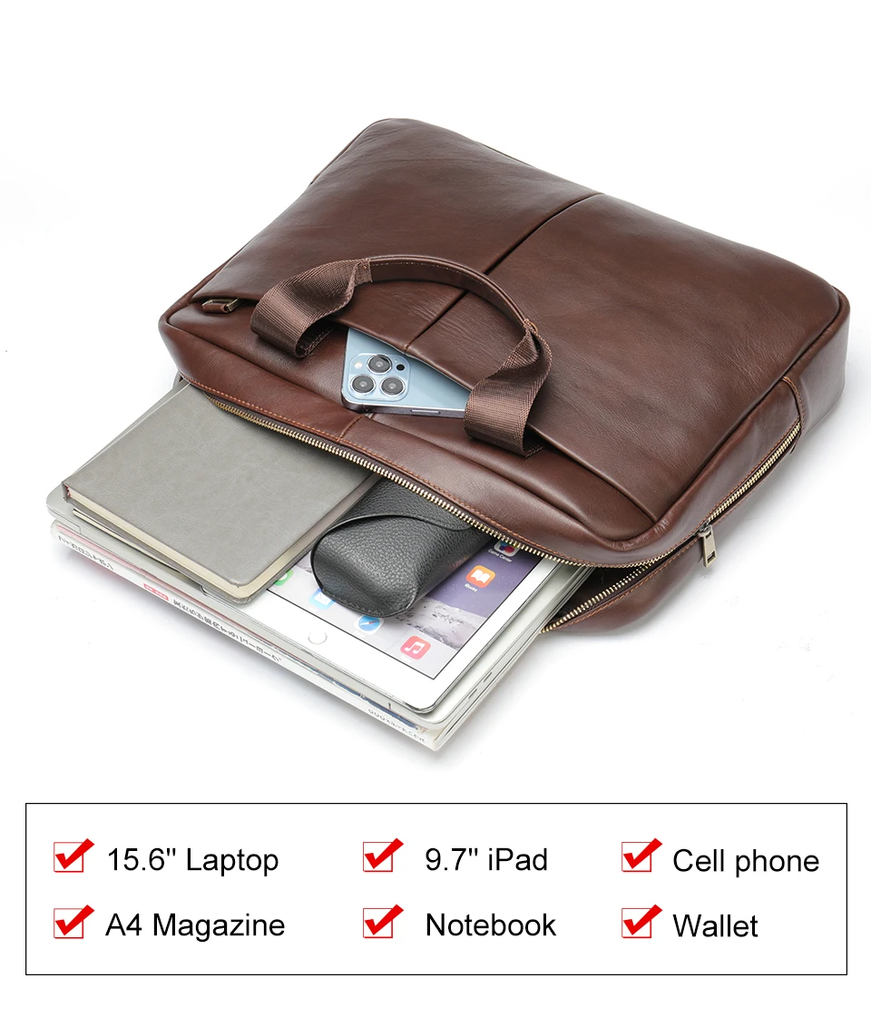 WESTAL 15 inch Laptop Bag for Men's Briefcases Genuine Leather Men's Executive Briefcase Portafolio Business Men Computer Bags