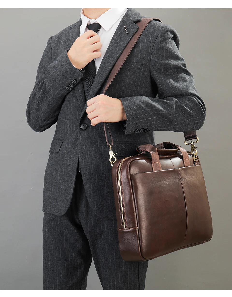 WESTAL 15 inch Laptop Bag for Men's Briefcases Genuine Leather Men's Executive Briefcase Portafolio Business Men Computer Bags
