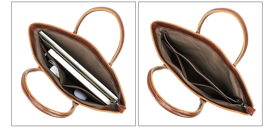 CONTACT'S Genuine Leather Tote Business Bag for Men Briefcase Portfolio Bag A4 Document Bag Tote Laptop Bags for 15" Macbook Air