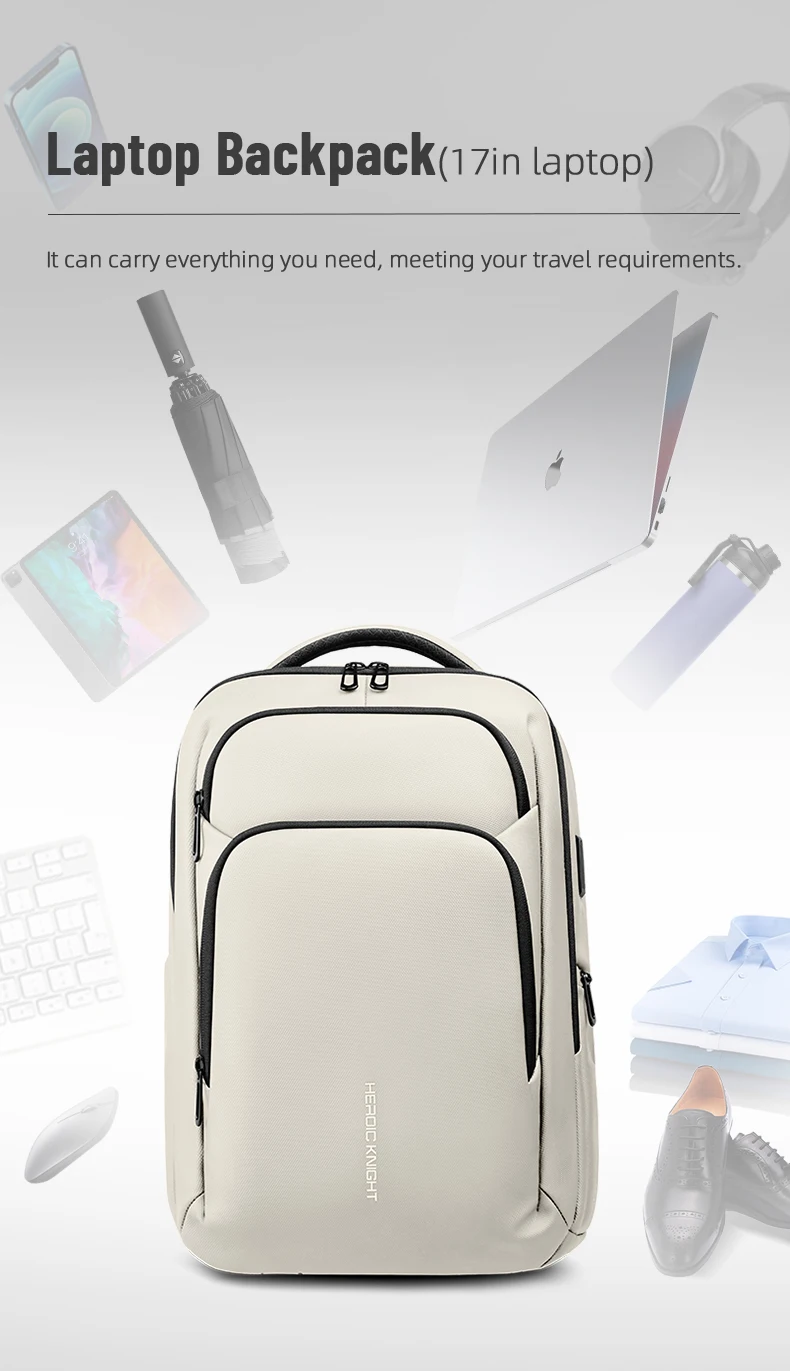 HK Water-repellent Commuter Business Backpack 17-inch Large-Capacity Men Laptop Backpack High-Quality Lightweight Elite Backpack