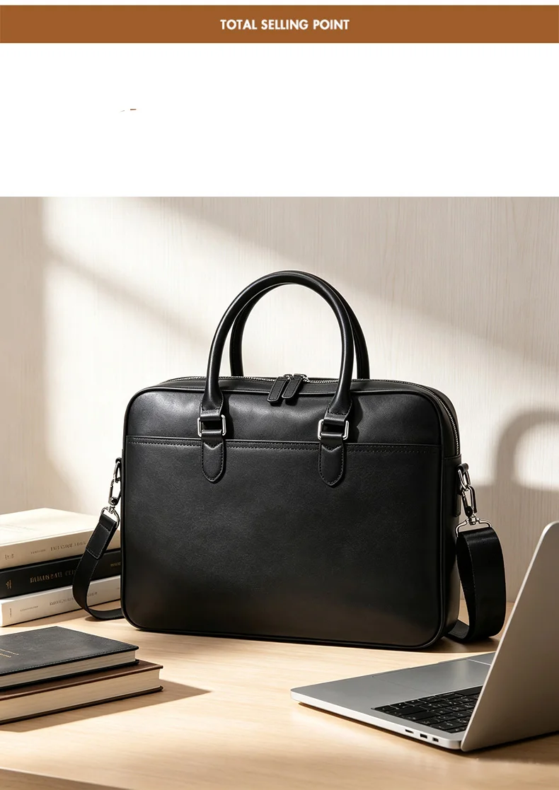 Genuine Leather Men's Briefcase Original Natural Cowhide Handbag Leisure Crossbody Bag Business Men Bag For Laptops