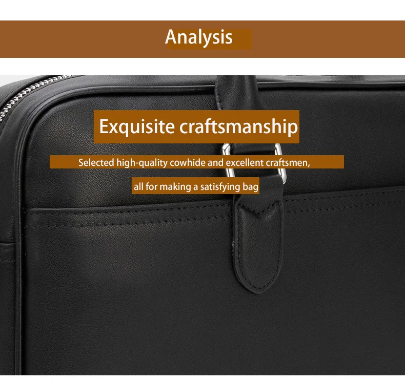 Genuine Leather Men's Briefcase Original Natural Cowhide Handbag Leisure Crossbody Bag Business Men Bag For Laptops