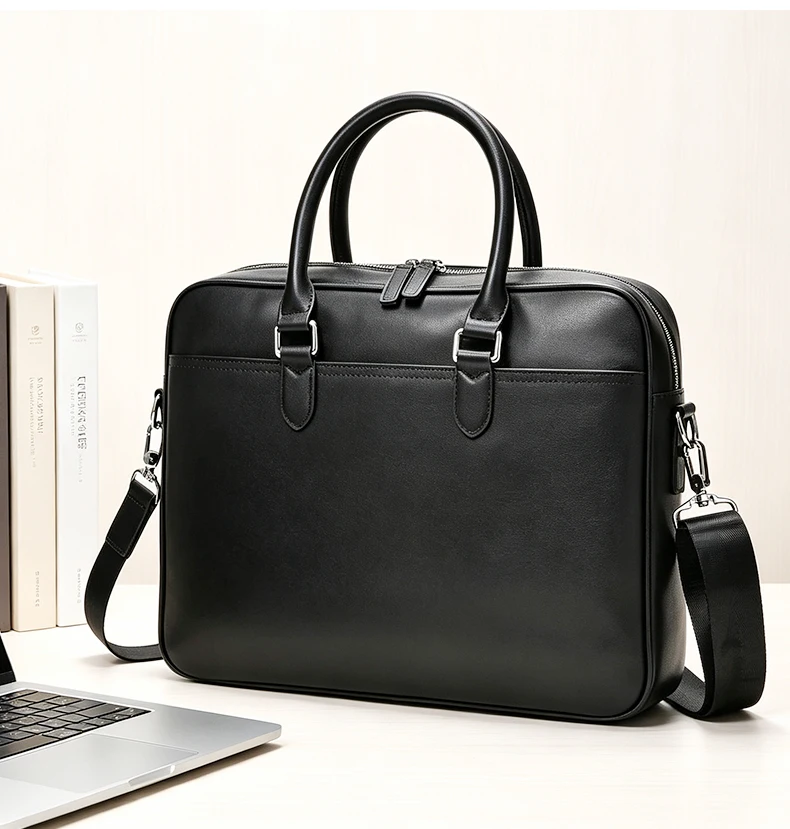 Genuine Leather Men's Briefcase Original Natural Cowhide Handbag Leisure Crossbody Bag Business Men Bag For Laptops