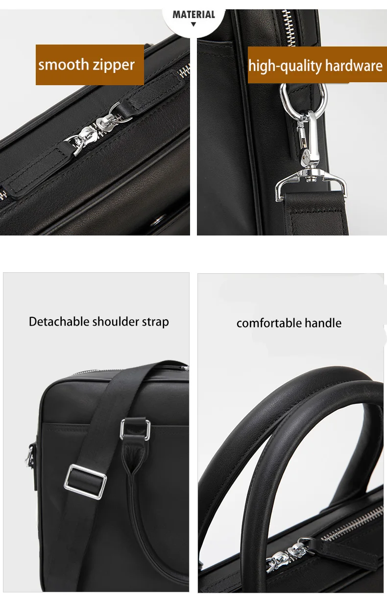Genuine Leather Men's Briefcase Original Natural Cowhide Handbag Leisure Crossbody Bag Business Men Bag For Laptops