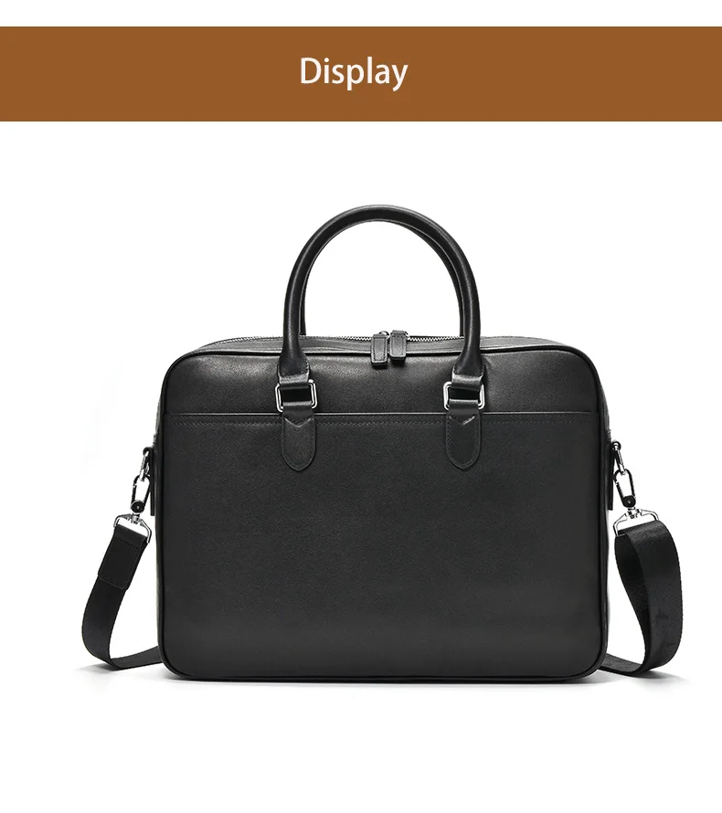 Genuine Leather Men's Briefcase Original Natural Cowhide Handbag Leisure Crossbody Bag Business Men Bag For Laptops