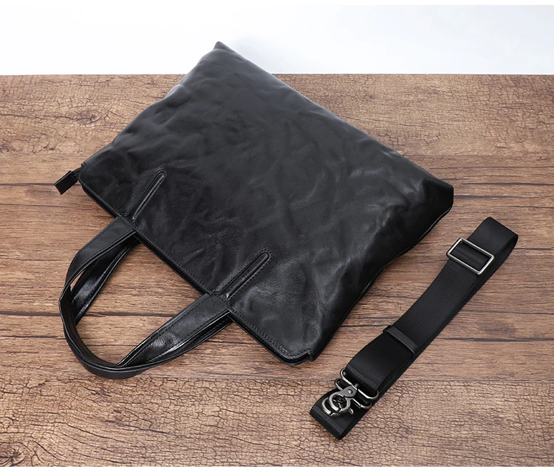 Thin / Light Briefcase for Men Laptop Bag Genuine Leather Handbag Male Shoulder/Crossbody Bag Documents Briefcase Handbags Men