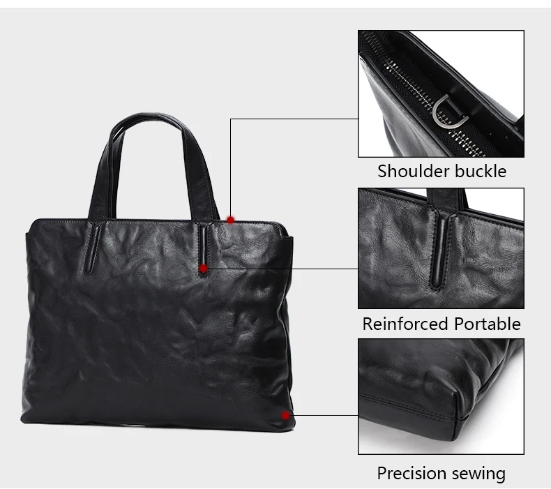 Thin / Light Briefcase for Men Laptop Bag Genuine Leather Handbag Male Shoulder/Crossbody Bag Documents Briefcase Handbags Men