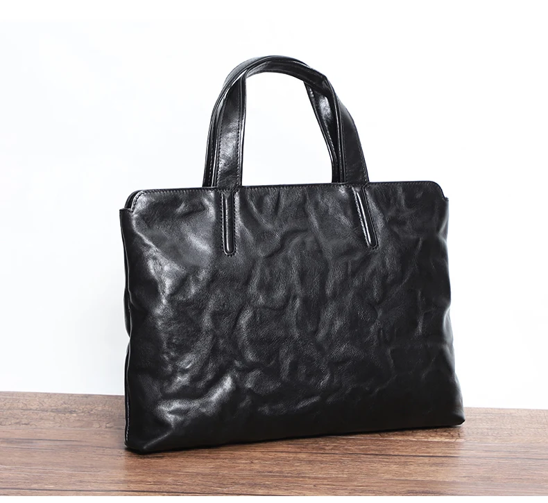 Thin / Light Briefcase for Men Laptop Bag Genuine Leather Handbag Male Shoulder/Crossbody Bag Documents Briefcase Handbags Men